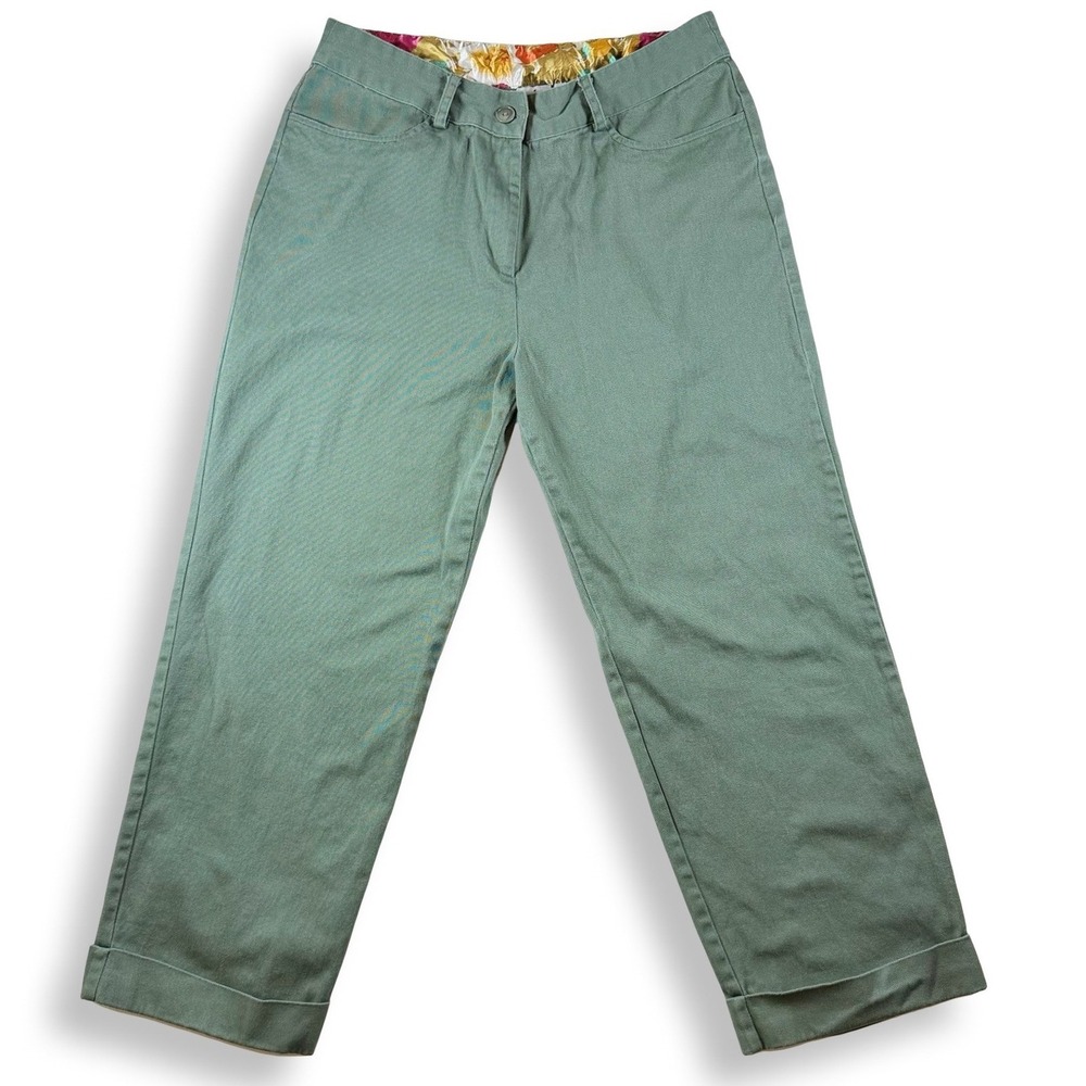 Vintage 90's Petite‎ Green Trouser Cuffed Straight Leg Size PXL
